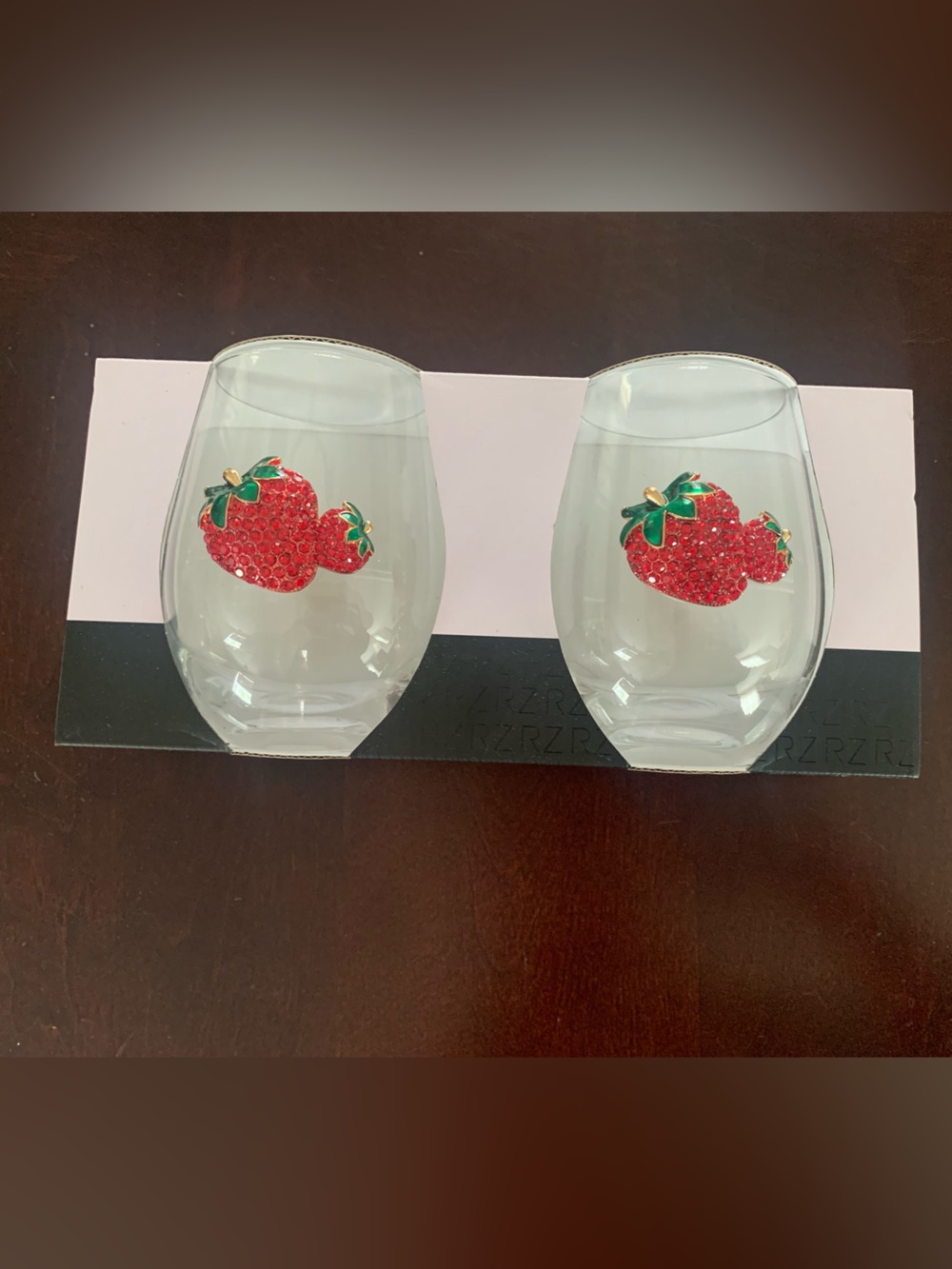 RACHEL ZOE Strawberry Stemless Wine Glasses - Set of 2